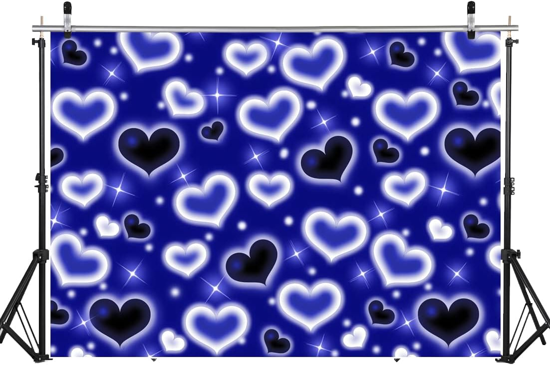 LYCGS 10x8ft Black Heart Backdrop 90s Backdrops for Photoshoot Valentines Decor Banner Birthday Props X-14