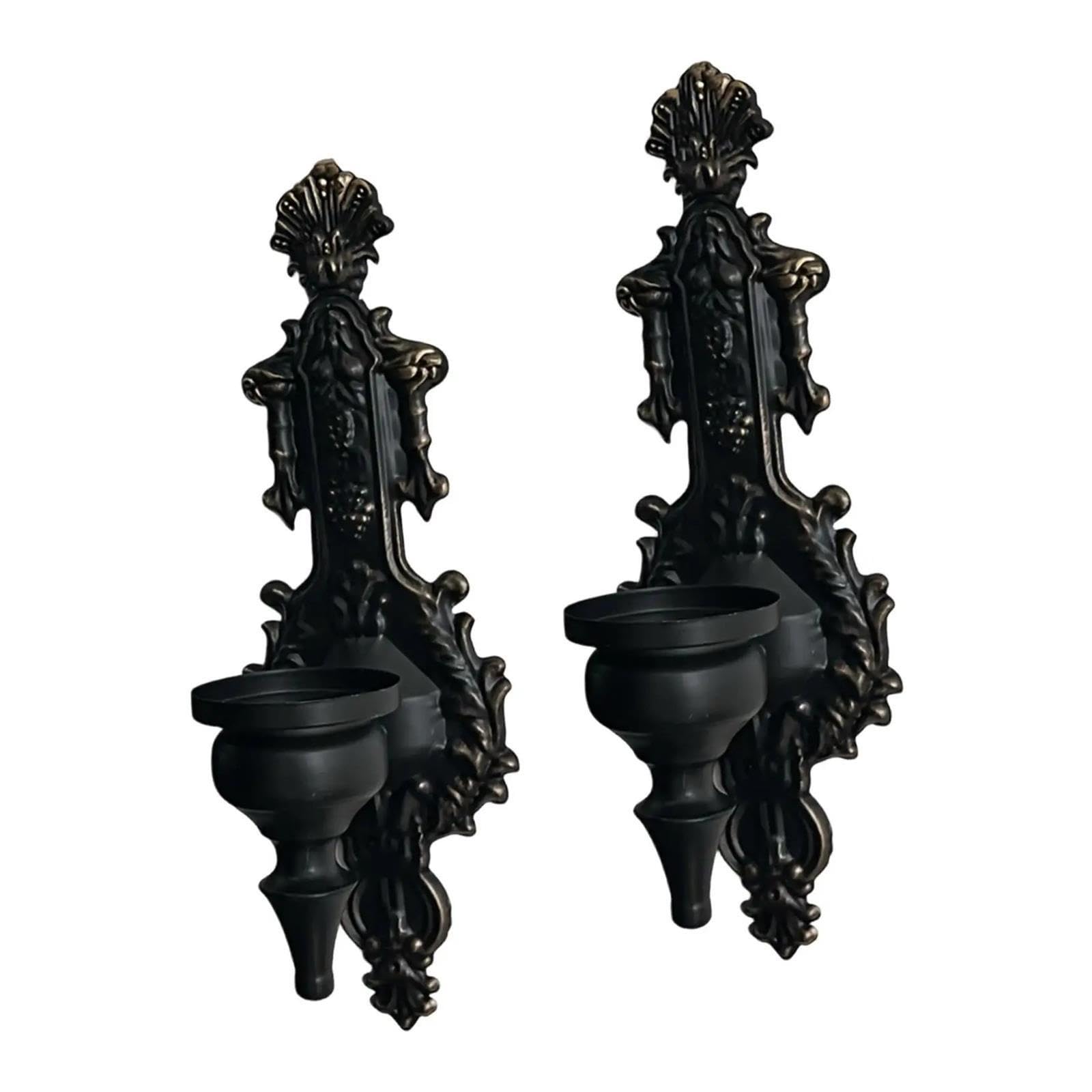 Ornament 2 Stück Kerzenhalter Aus Eisen(Black)