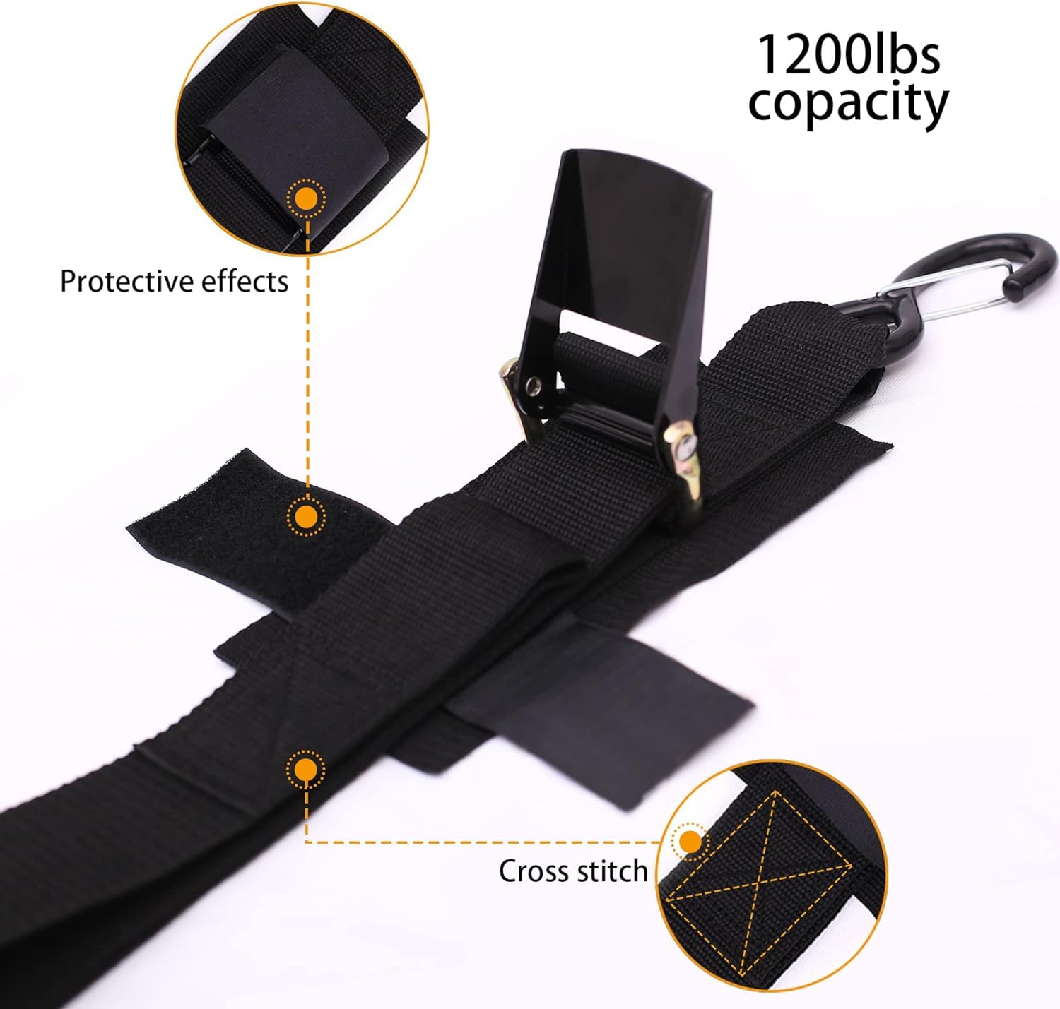 damyprd Boat Trailer Straps Transom Tie Down Straps with Latching Hooks and Soft Loop Ac