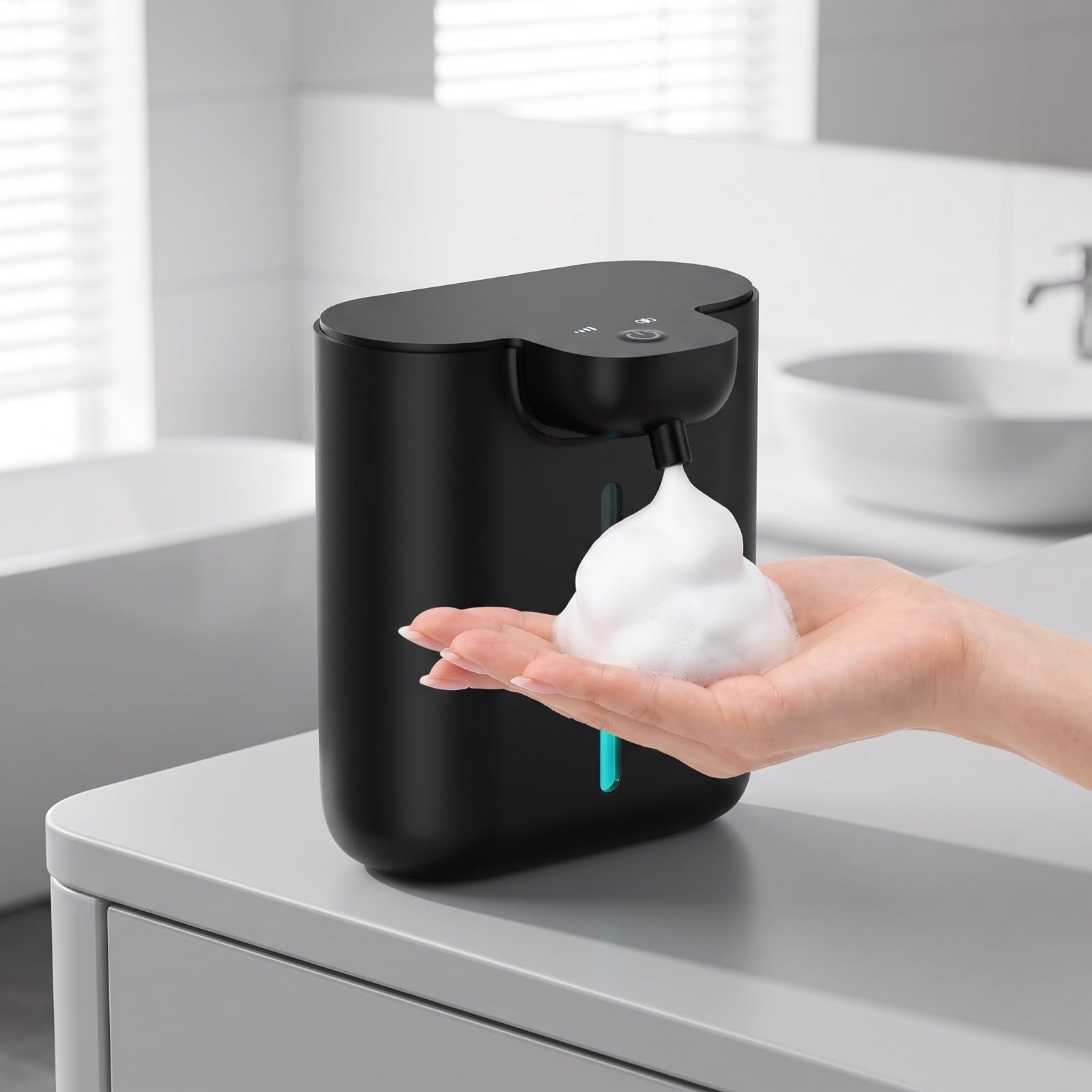 MERIGLARE Dispensador Jabón Montado en ed Higiénico, Dispensador Jabón sin Contacto, Compacto, para Baño, Cocina, Oficina, Líquido