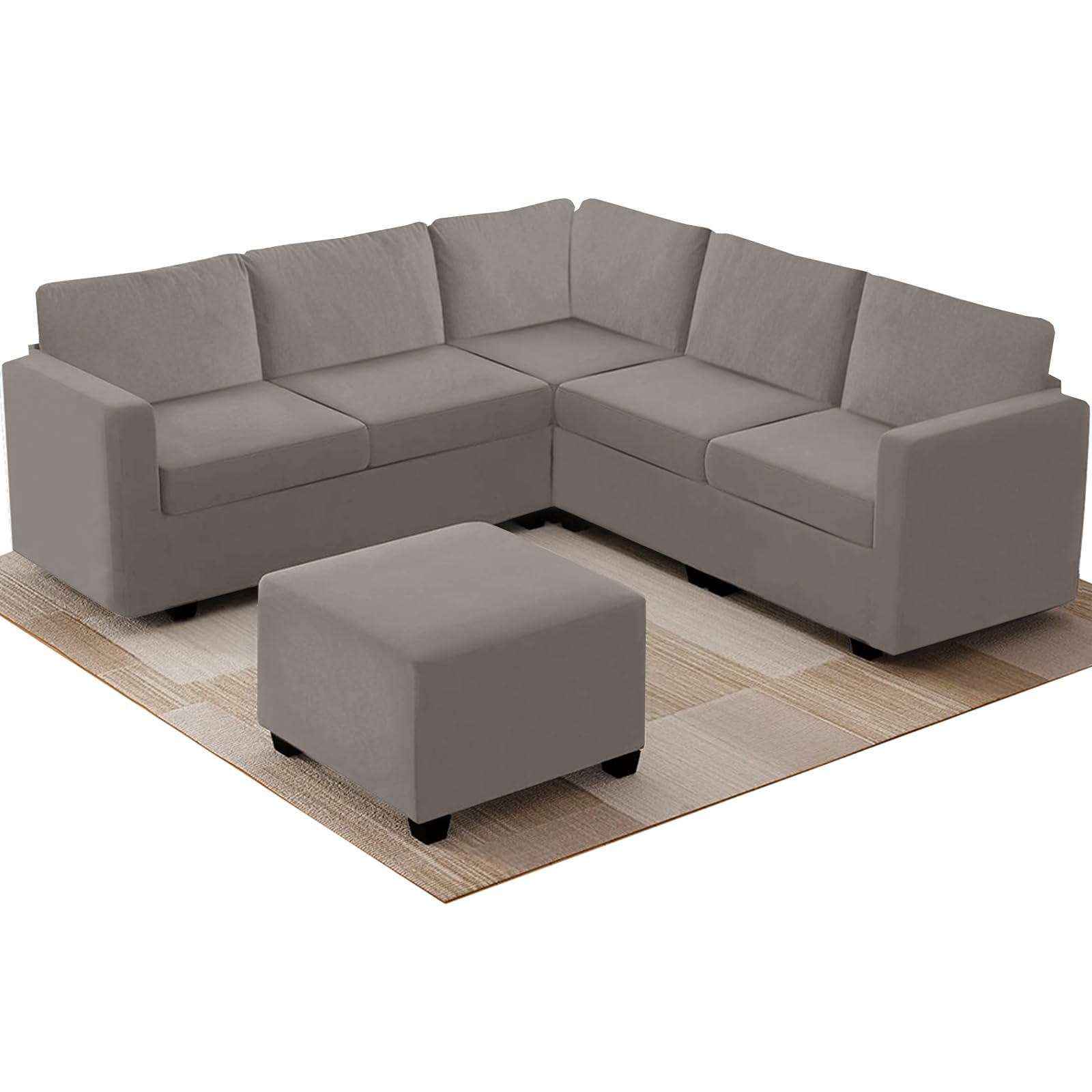 ZYBSLCSY Velvet Sofa Covers L Shape, Stretch Corner Sofa Cover with Couch Cushion Covers Washable Sofa Slipcovers for U Sectional Sofa (Cushion Rectangular-S,Grey)