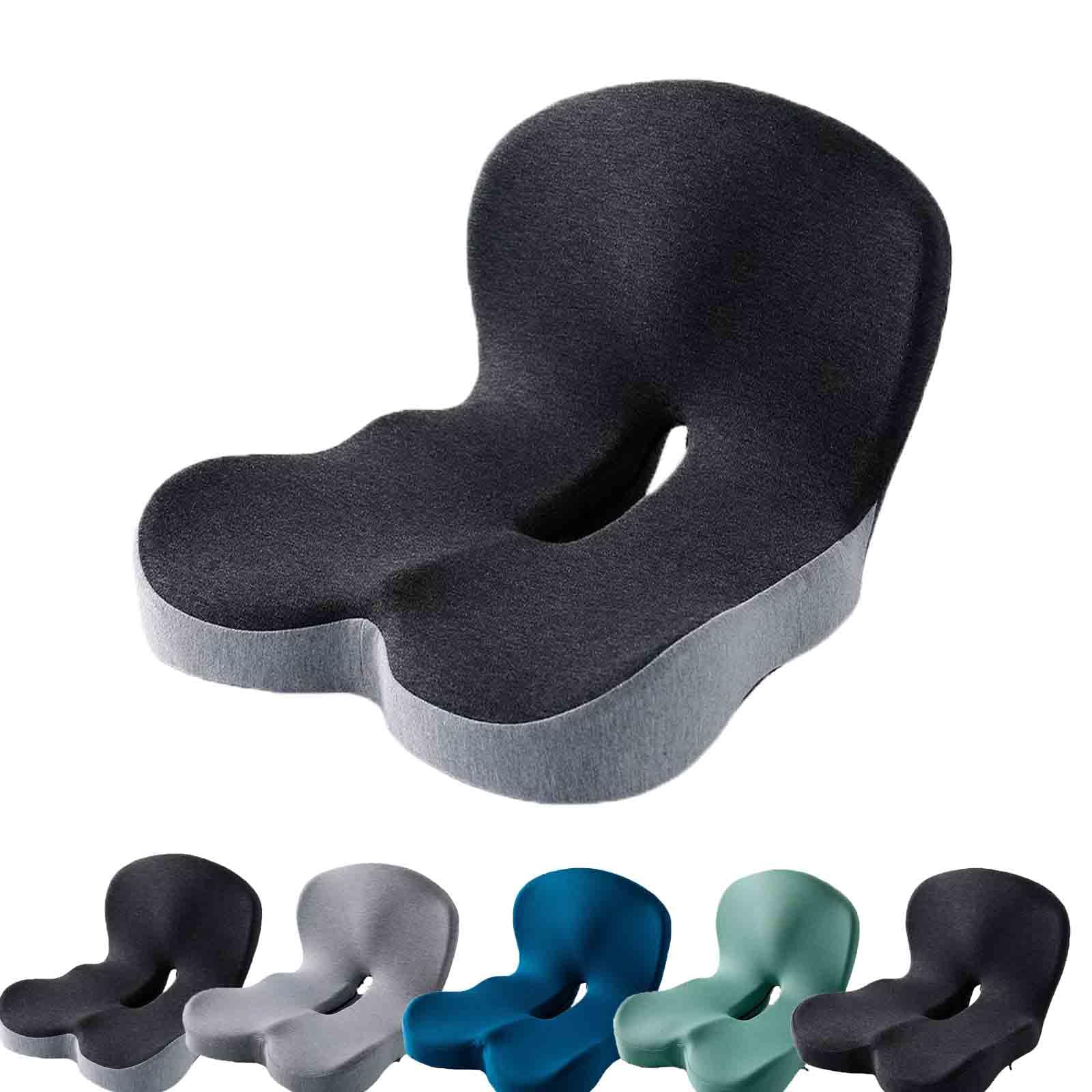 Reenly Back and Seat Cushion, Reenly Car Seat Cushion, Ergonomic Memory Foam Comfortable Non-Slip Lumbar Support, Suitable for Car and Office (Black Gray)