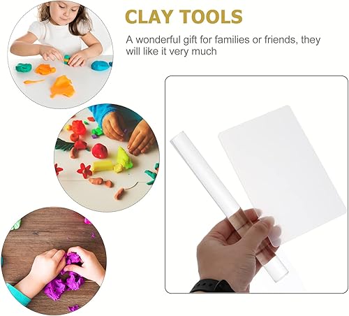 Miniatura 4 de SEWACC Herramientas de arcilla para modelar, rodillo acrílico, 2 piezas, tablero de láminas acrílicas con cuadrícula, herramientas esenciales de