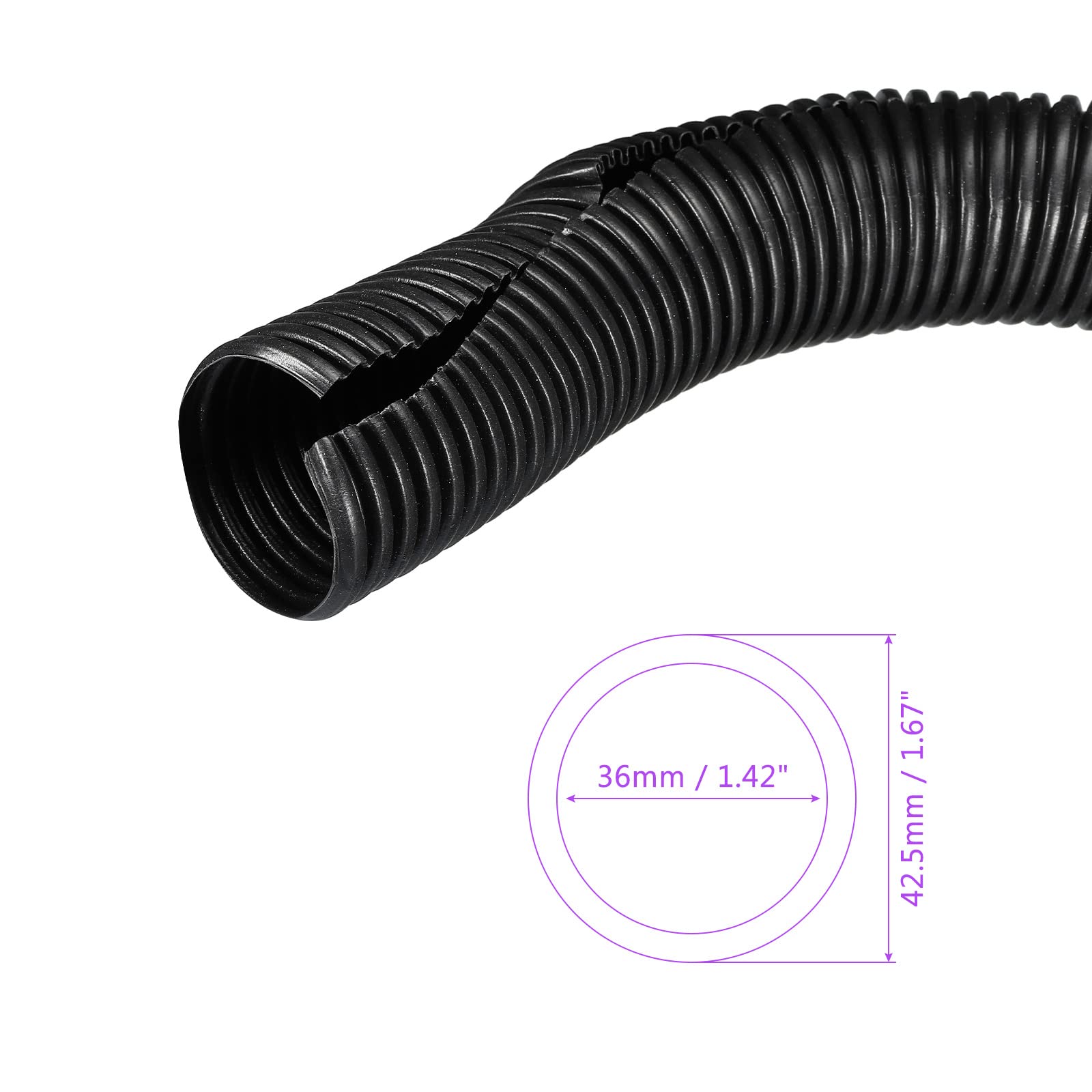 DMiotech 42.5mmx36mmx5m PE Dividido Corrugado Tubo Interior Exterior Alambre para Envoltura Ordenado Oficina Jardín