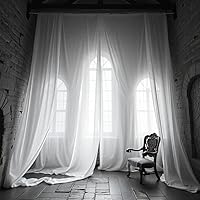 Vista 6 de Paneles de tela de gasa de voile transparente para cortinas 10 yardas de 120" de ancho de tela de voile blanca Uso para cortinas de fondo