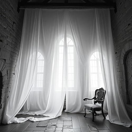 Miniatura 8 de Paneles de tela de gasa transparente  Tela de gasa blanca de 10 yardas y 120 pulgadas de ancho  Uso para cortina de telón de fondo, bodas y eventos