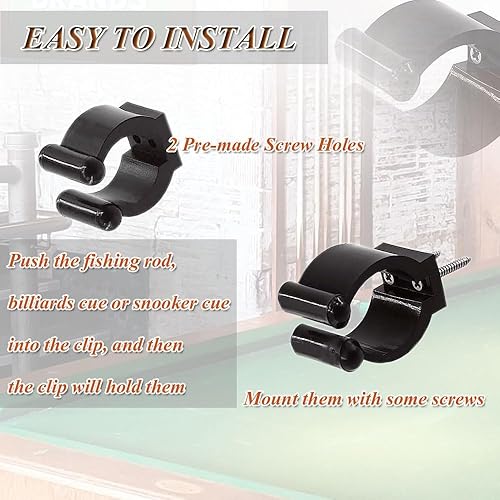 Miniatura 5 de Clips de soporte para caña de pescar, 10 piezas de clips de soporte de palo de billar, soporte de caña de pescar de plástico para cañas de pescar