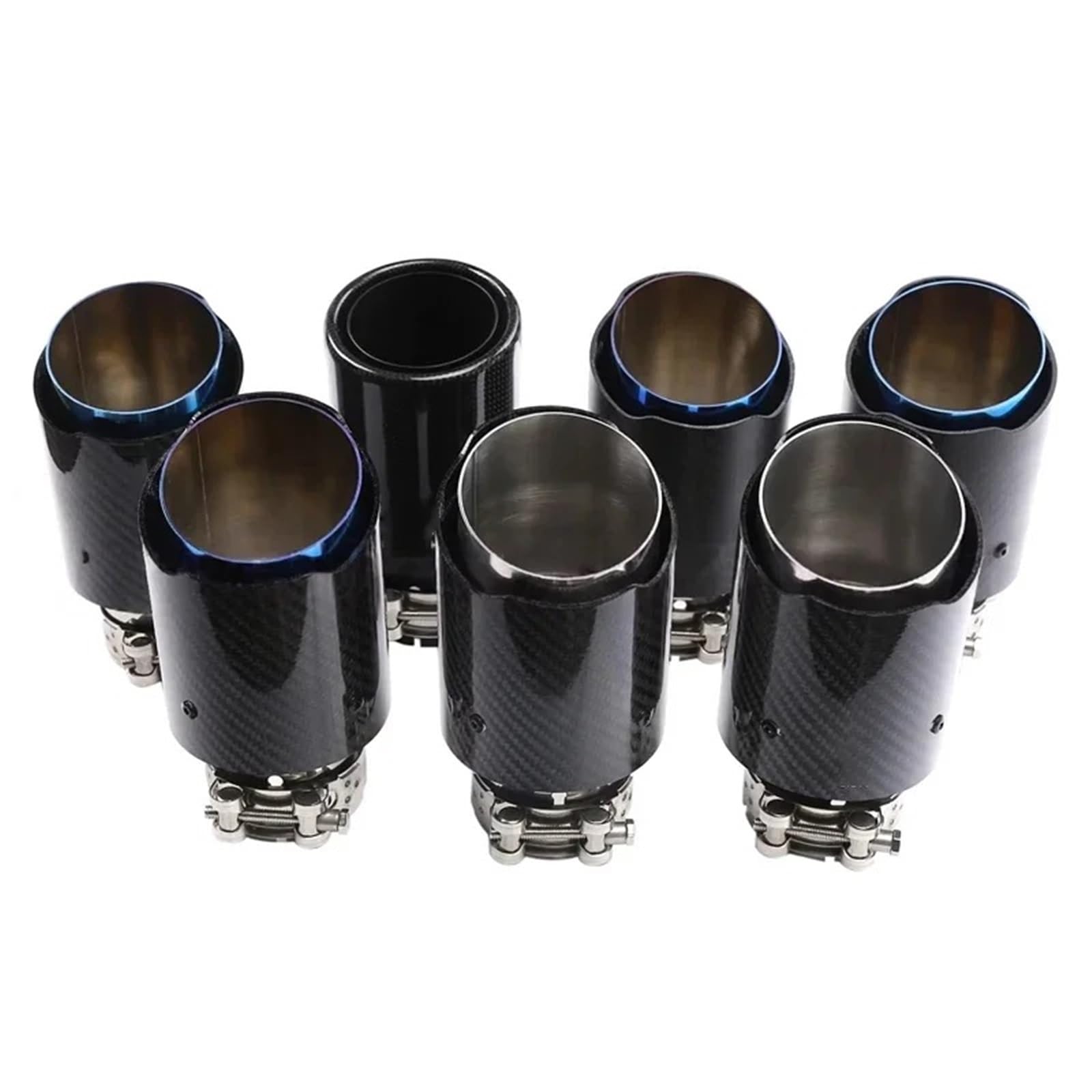 Car Silencer Uniwersalny samochód błyszcząca końcówka tłumika z włókna węglowego rura układu wydechowego tłumiki dysza prosta nierdzewna czarna(54-89mm)