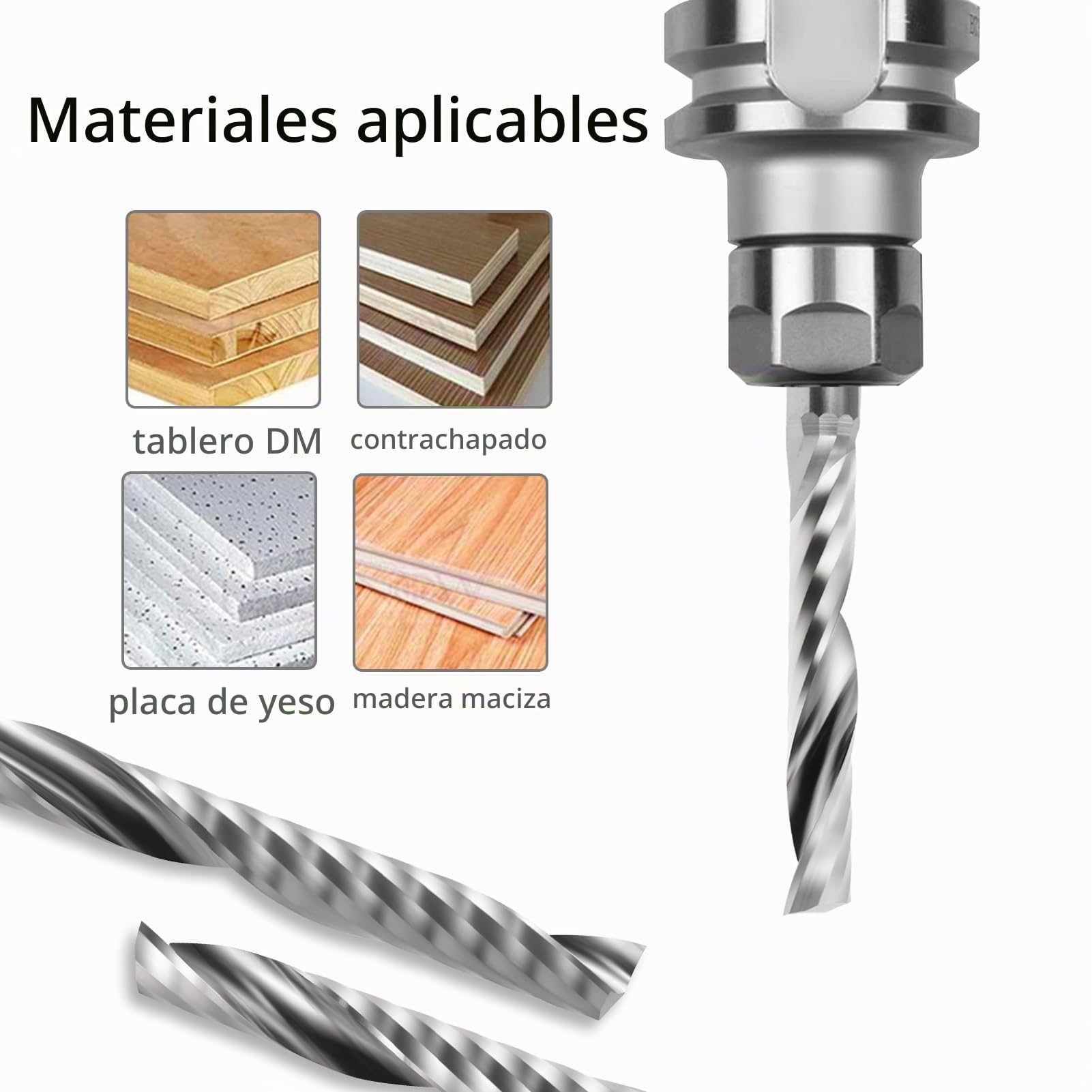 EU_HOZLY Fresadora en espiral CNC de 4 mm, diámetro de corte y longitud de ranura, 1 fresa de 22 mm, upcut para acrílico, PVC, ABS, madera contrachapada