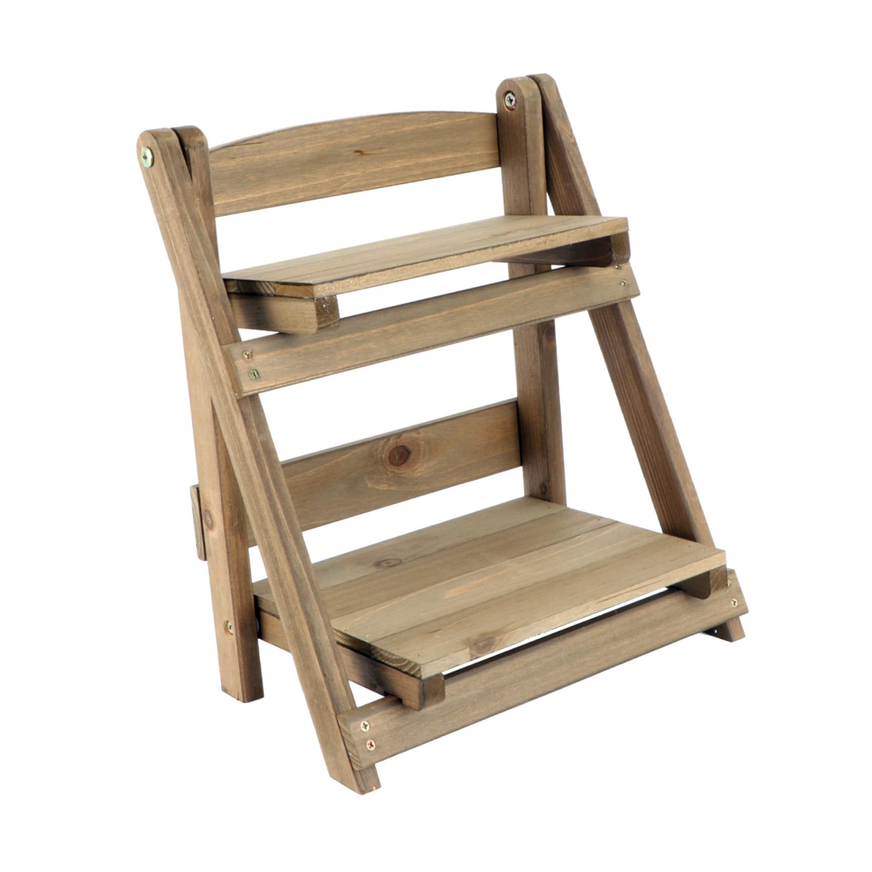 Étagère bois rétro double niveau structure pliable créative pour plantes et fleurs