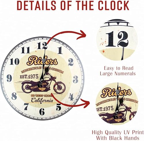 Miniatura 9 de Reloj de pared redondo con temática de garaje de 13 pulgadas, decoración para amantes de los automóviles, coleccionistas de automóviles (autos