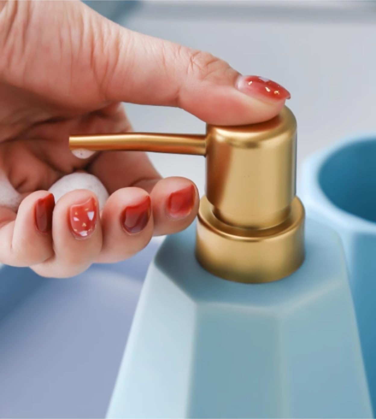 Zestaw Łazienkowy 6-pakowy Zestaw Akcesoriów Łazienkowych Ceramiczne Przybory Toaletowe Akcesoria Łazienkowe Butelka Na Balsam Mydelniczka Wystrój Pojemniki(Blue)