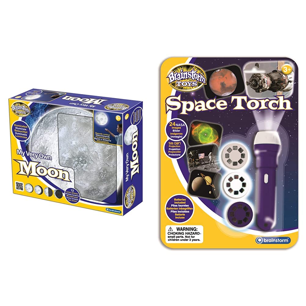 Brainstorm Toys E2003 My Very Own Moon, Nightlight & E2008 Space Torch & Projector, Blue