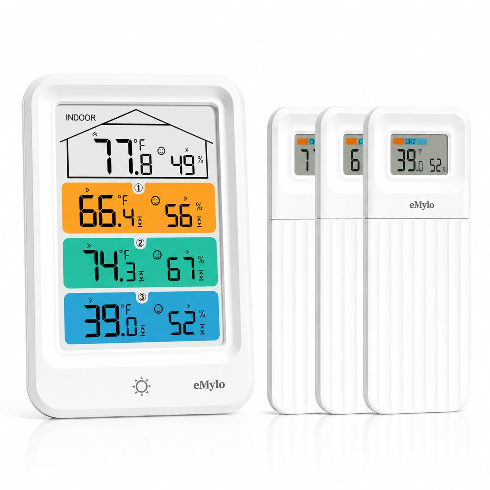 eMylo Thermometer Hygrometer 3 Sensors Weather Station Indoor Outdoor | Temperature and humidity monitor with remote sensor, Alerts, Backlit Display, 394ft Range for Home Greenhouse Basement Garage-image-15