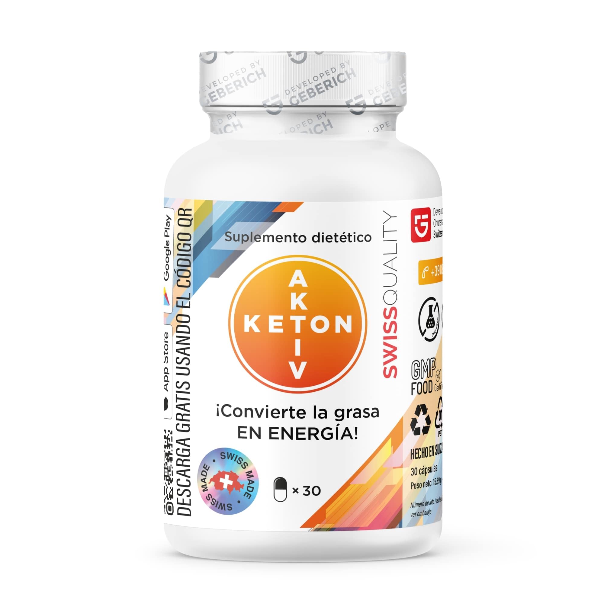 Cápsulas Keton Aktiv | Para dieta cetogénica | L-carnitina 500 mg + Extracto de té verde 200 mg | Apoyo al metabolismo | Con Gymnema Sylvestre, Rhodiola Rosea, CLA | 30 cápsulas