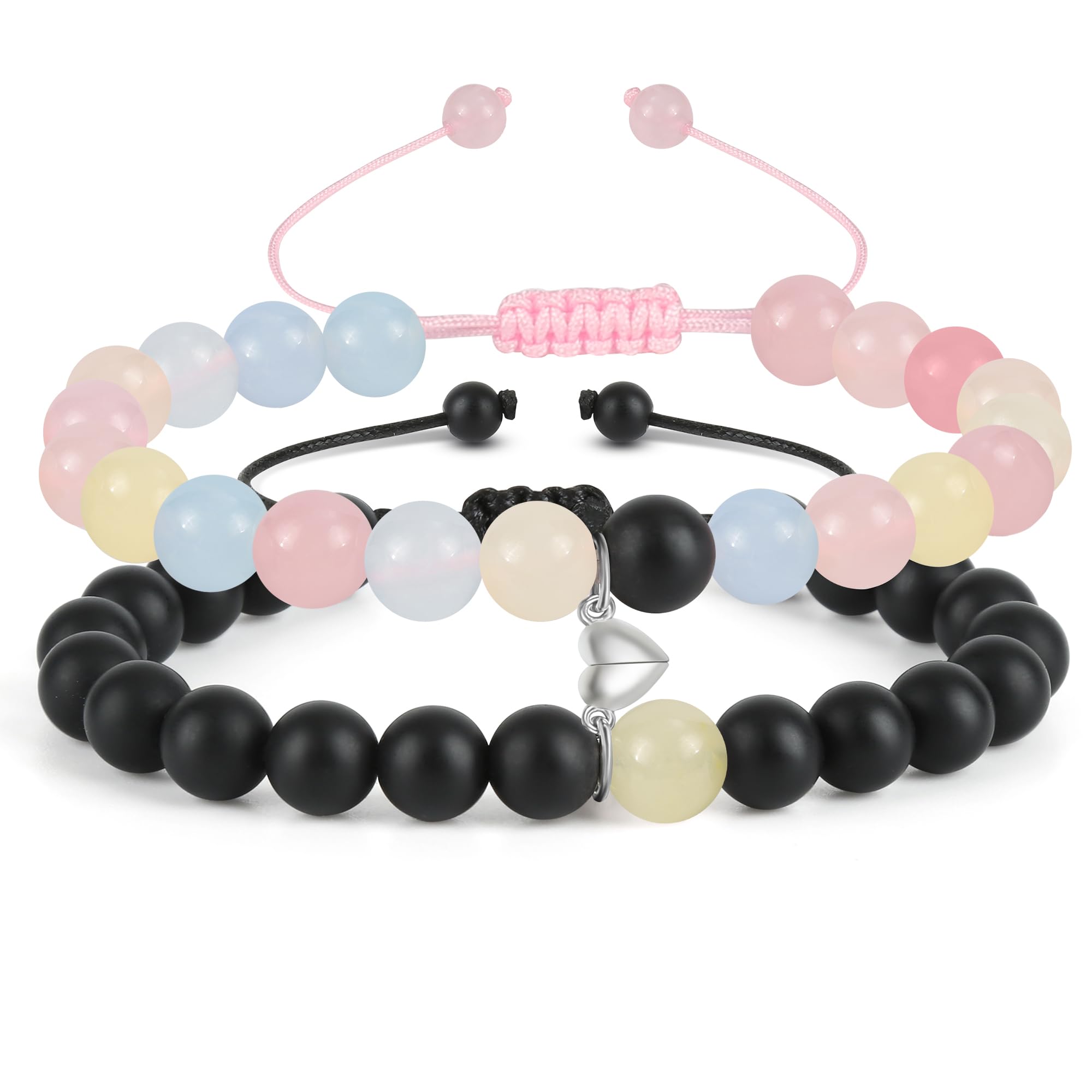 Meajjew Couple Matching Bracelets for bf and gf, Best Friend Promise Bracelet,Stretch Bead Bracelets Jewelry for Him and Her