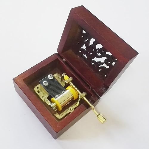 Miniatura 4 de FnLy Caja musical de madera con manivela grabada de 18 notas con movimiento chapado en oro, caja de regalo de música, caja de música Ode to Joy