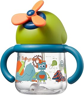 bc babycare Sippy Cup for Baby, No Spill Windmill Sippy Cups for Toddlers, Breakproof Tritan Toddler Sippy Cups with Silicone Soft Tip Straw and Handles for Infant, BPA Free 8.8oz