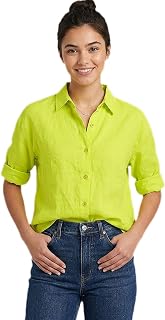 Women's Hot Pink Cotton Blend Regular Fit Casual Shirt | Full Sleeves with Roll-up Tab | Solid Button-Down Tunic Top for W... Price In India
