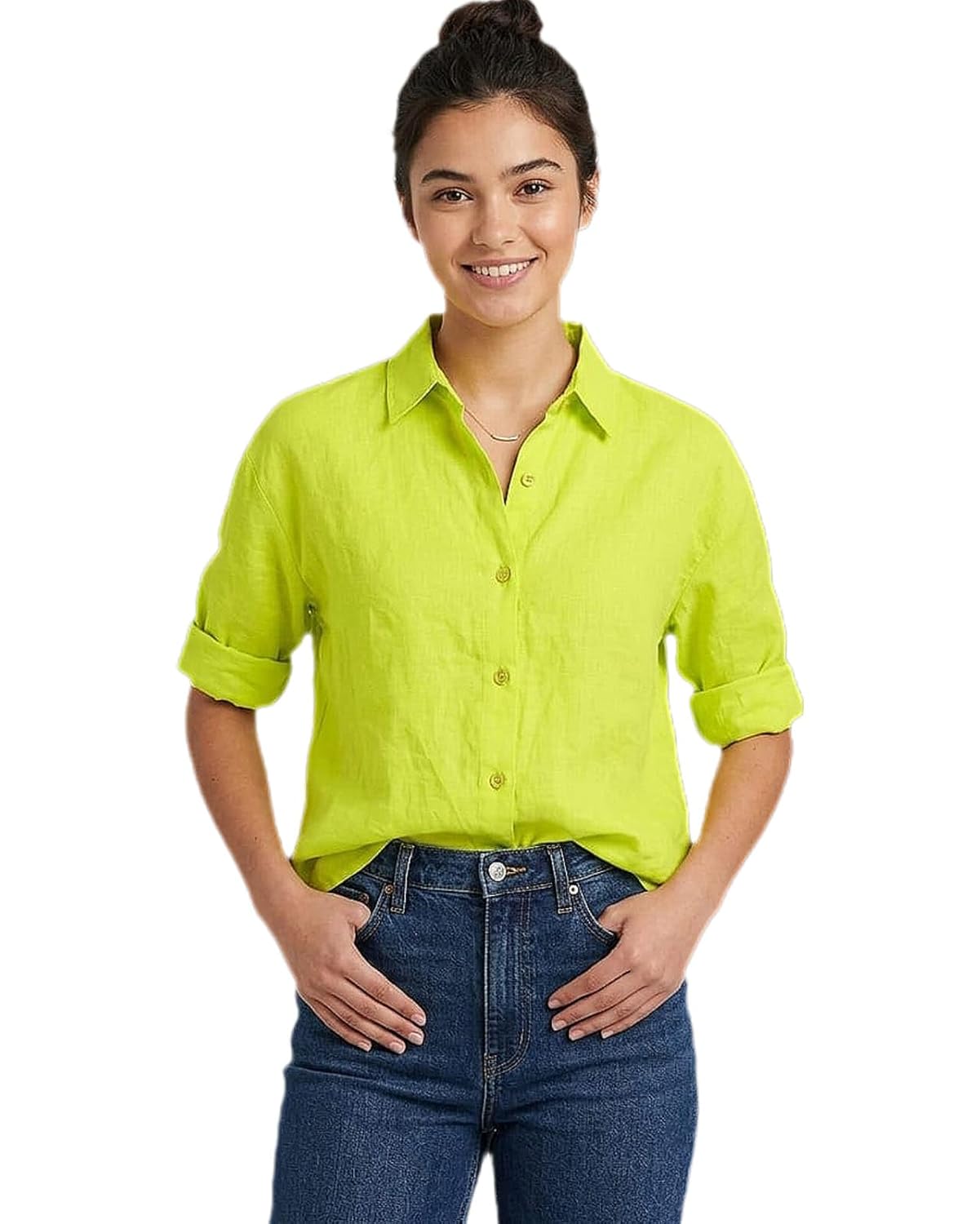Women's Hot Pink Cotton Blend Regular Fit Casual Shirt | Full Sleeves with Roll-up Tab | Solid Button-Down Tunic Top for W... - Review, Price and Buying Guide