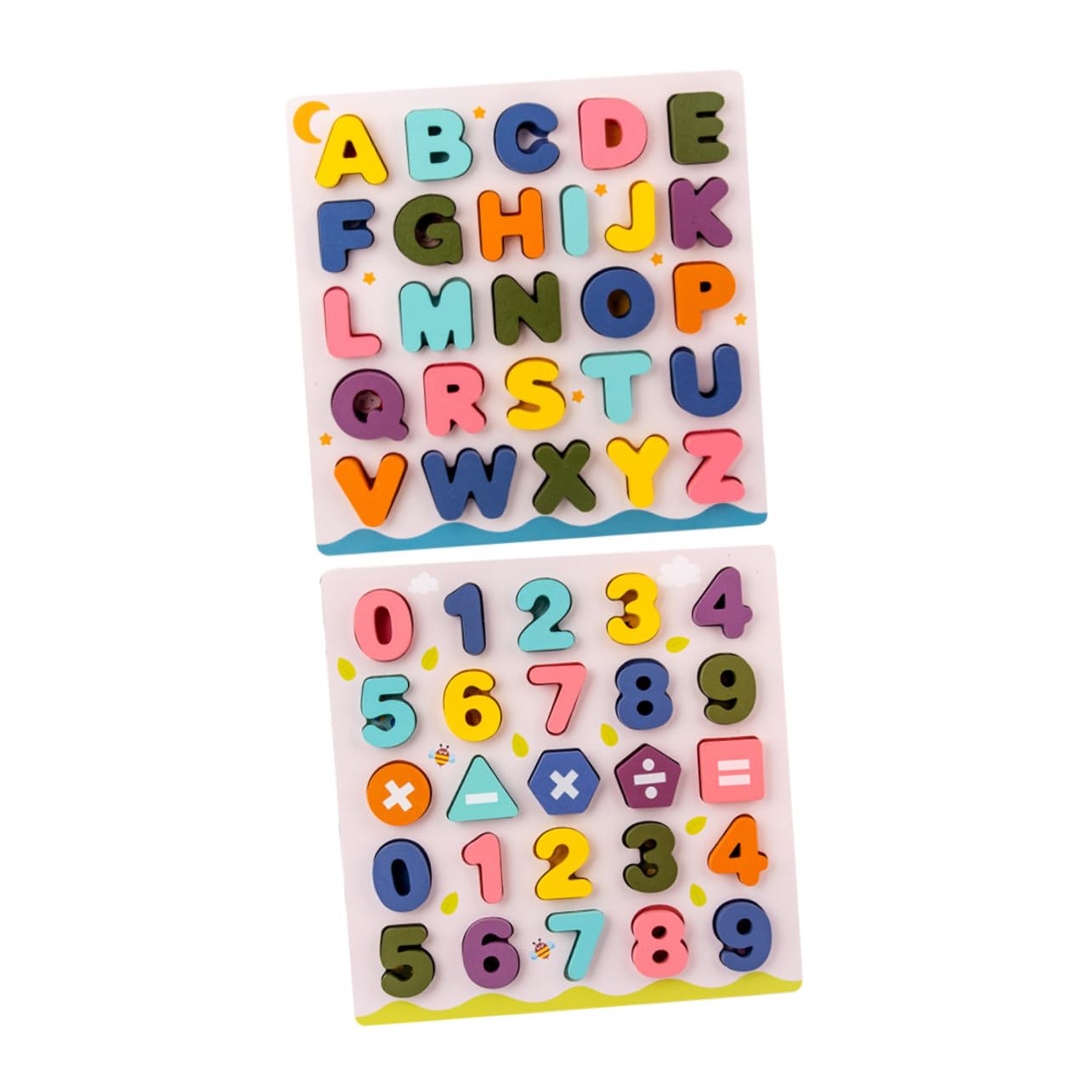 ORFOFE 2 Juegos Puzzle Educativo de Madera para Números y Letras de Reconocimiento de Formas y Colores Desarrollo Intelectual y Coordinación Manual para Niñas Edad Preescolar