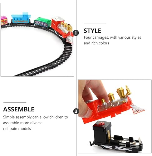 Miniatura 7 de Juego de tren eléctrico navideño para pista de ferrocarril de plástico y maleta portátil, superficie lisa segura para niños y colores brillantes que