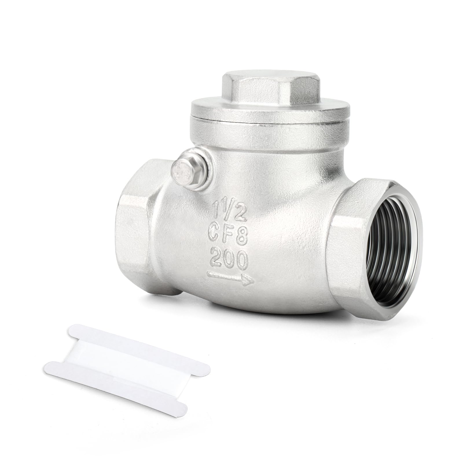 TAISHER 1PCS 304 Stainless Steel 1-1/2" NPT Female Swing Check Valve，Backflow Prevention, One Way Check Valve CF8 WOG 1000