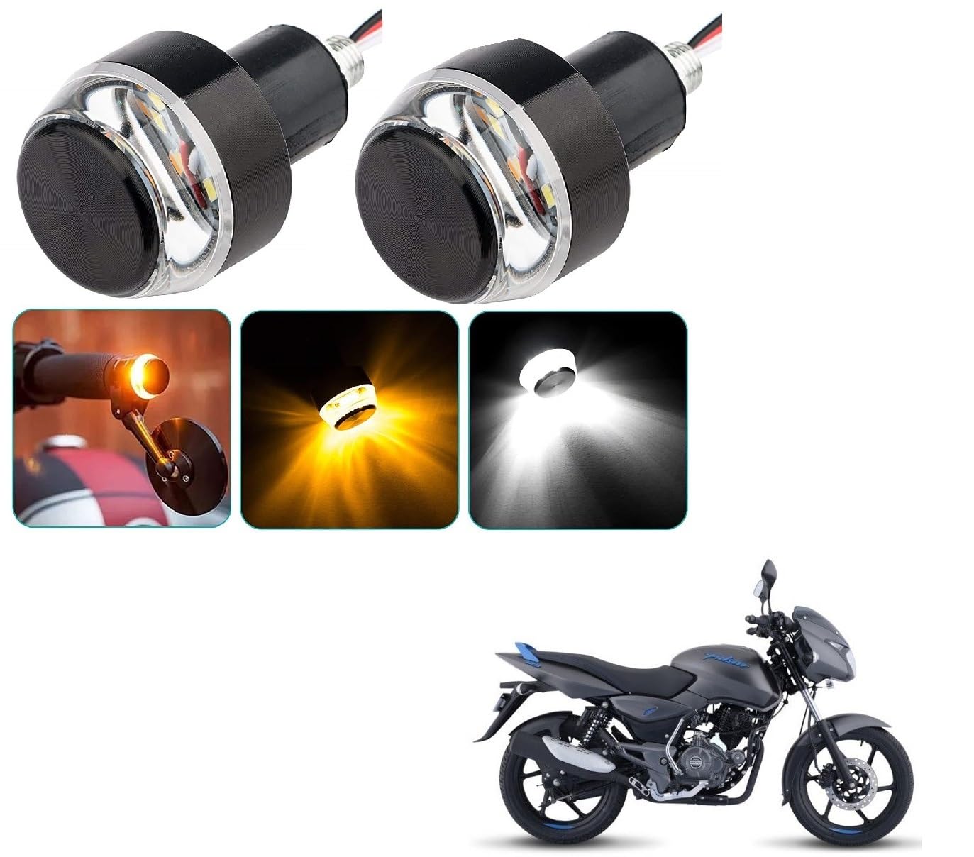 AUTOADDICT Auto Addict Bike And Scooty Handle Bar End DRL/White And Yellow Turn Signal LED Light Blinker Indicator For Bajaj Pulsar 125-picture-20