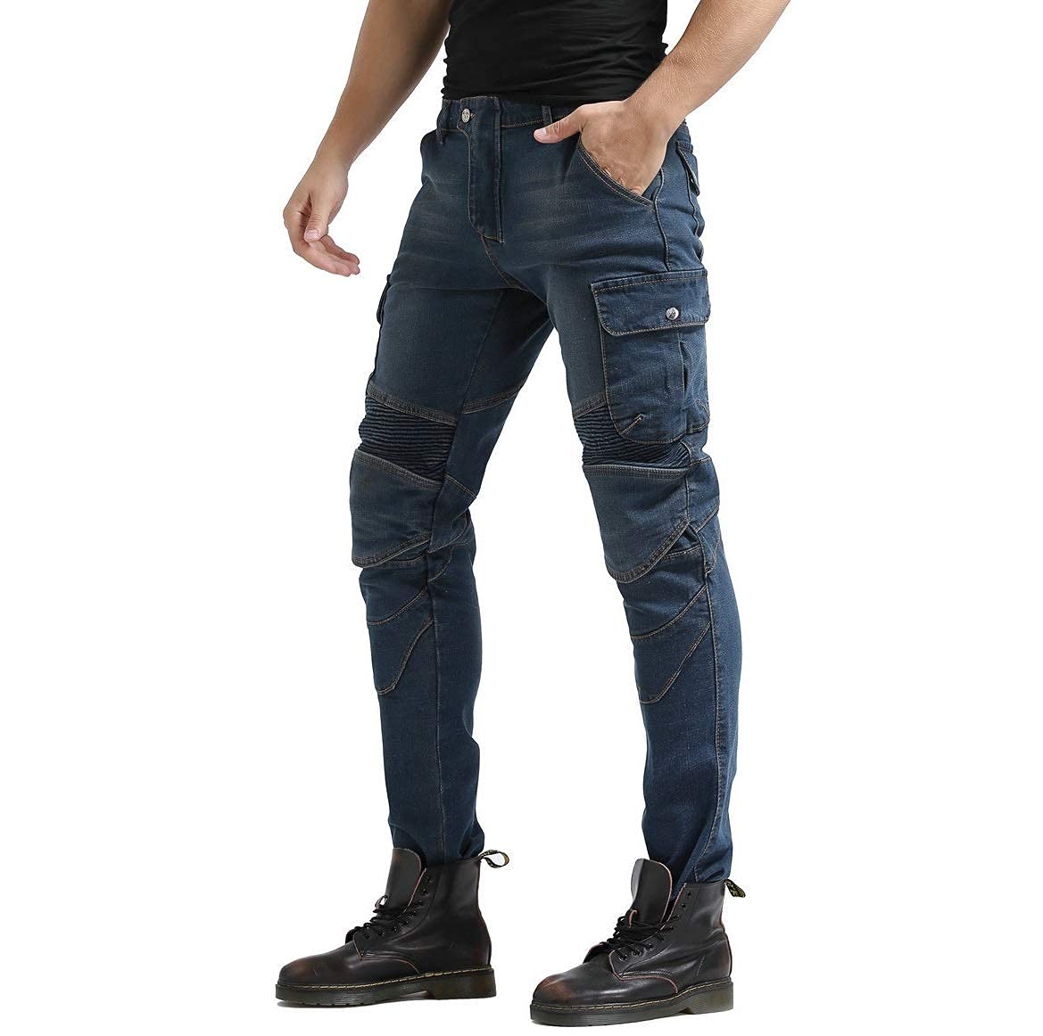 Uomo Moto Jeans Motociclette Pantaloni con Fodera Protettiva in Aramide Armature Motorcycle Pants