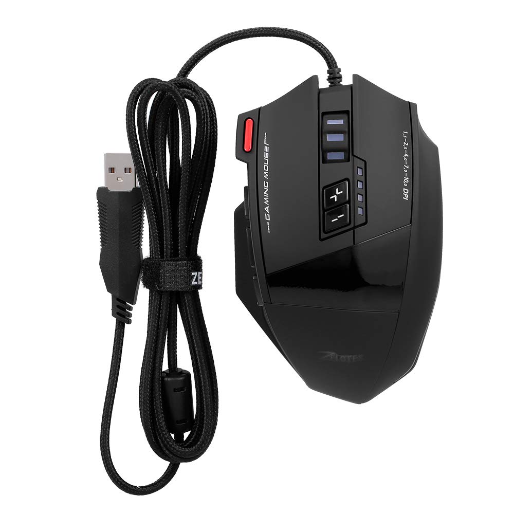 Zelotes C-13 mysz gamingowa Wired 10000DPI, RGB, z 13 przyciskami programowania, 128 KB, wbudowana pamięć