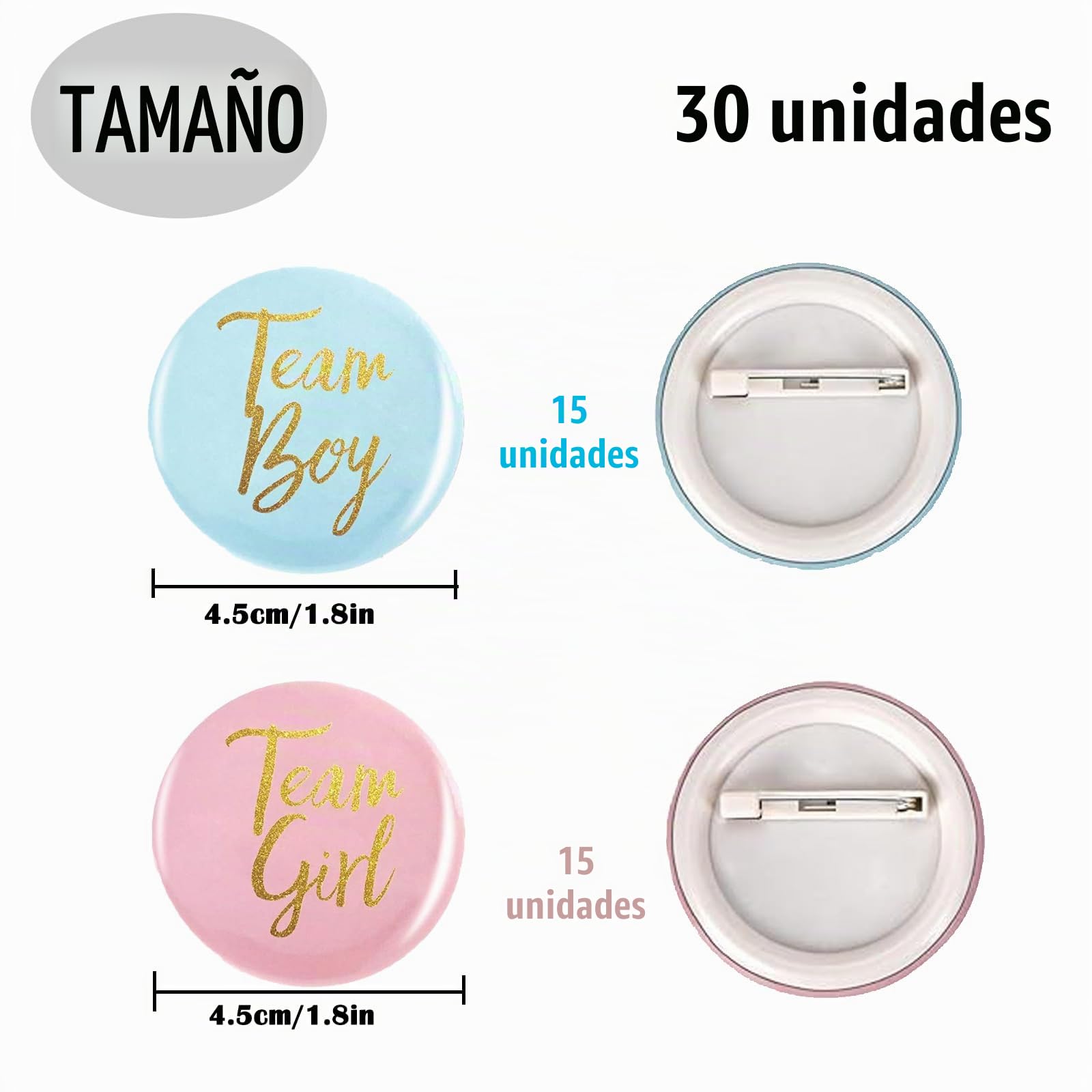 30 Piezas Botones De Revelación De Género Botón De Revelación De Género Equipo Niño Niña Insignia Pin Para Baby Shower Decorativo Género Revelar Fiesta Juego Suministros (Azul y Rosa)