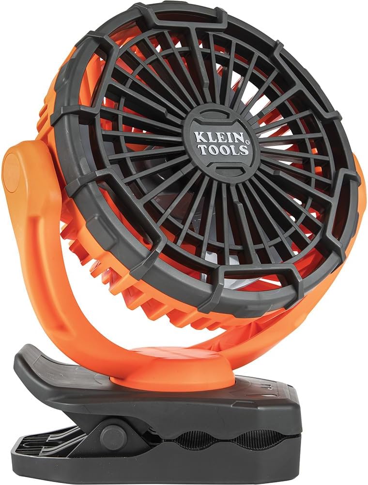Klein Tools PJSFM1 Cordless Rechargeable Fan with USB-C Charging Cord and Multiple Mounting Options Perfect for the Jobsite