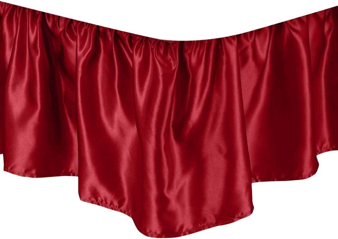 Queen Size Dust Ruffle Bed Skirt with Split Corner Silk Satin 1Pc Bed Skirt 21'' Inch Drop Luxurious & Soft!! Premium Quality (Queen Size 60''x80'', Black)