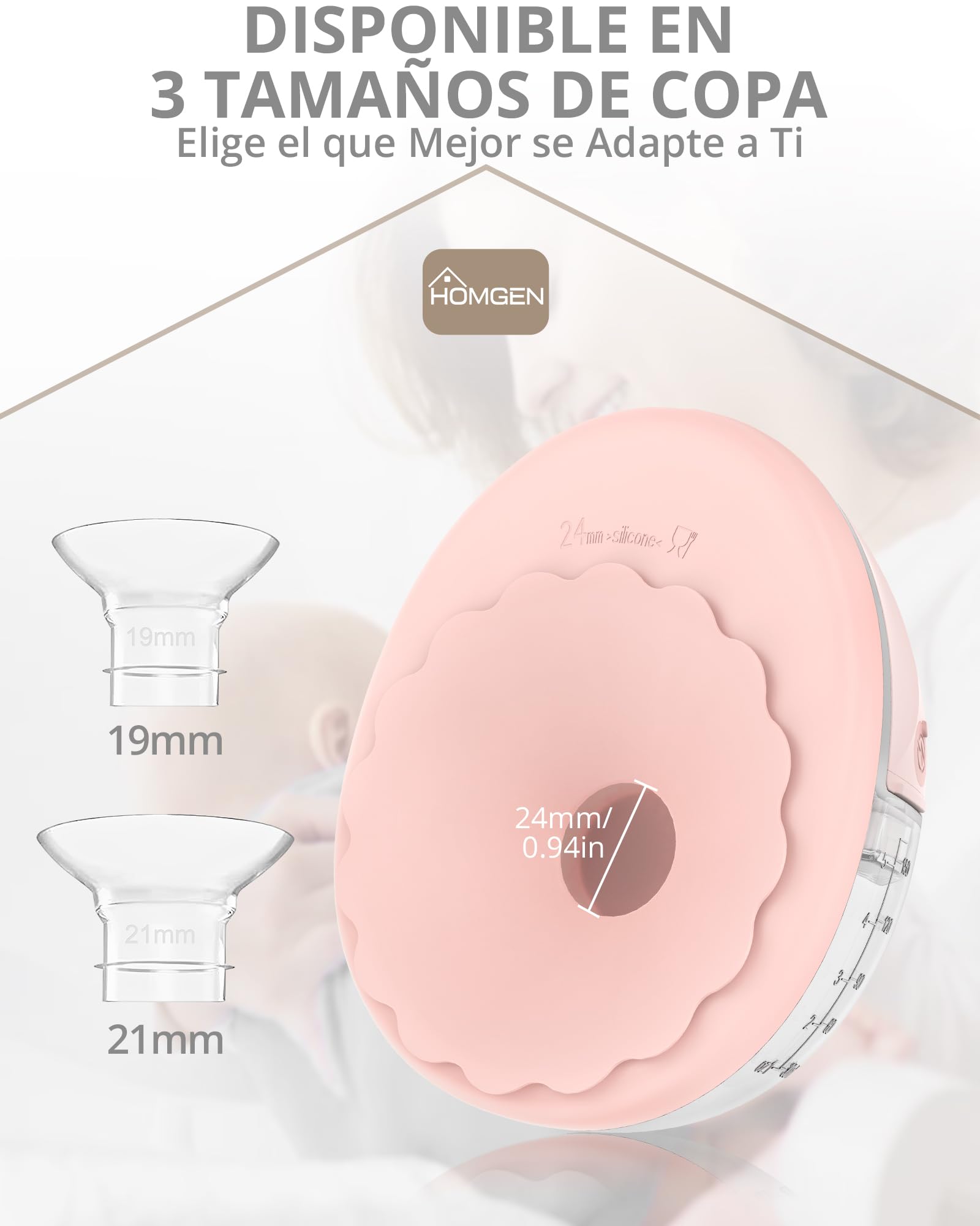 HOMGEN Sacaleches Eléctrico Manos Libres Portátil con Pantalla LED Extractor de Leche Materna Inalámbrico con 4 Modos y 12 Niveles Bomba de Lactancia Silenciosa Recargable para Casa Trabajo y Viaje