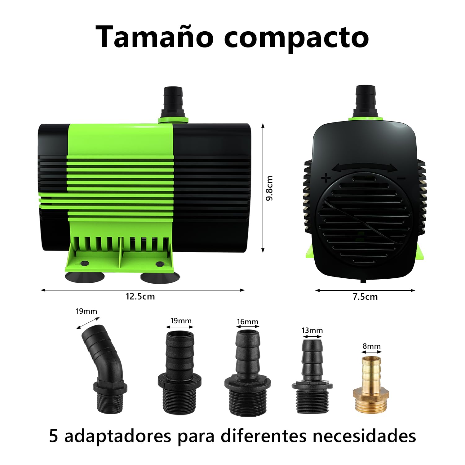 Lnicez Bomba de Agua Sumergible - Potente Bomba Pequeña (50W 3500L/H) Bomba de Agua Acuario con 2.8 m de Altura de Elevación, 5 Boquillas para Fuentes de Pared,Tubble,Acuario Cable-1.8 M (Talla) — view 6