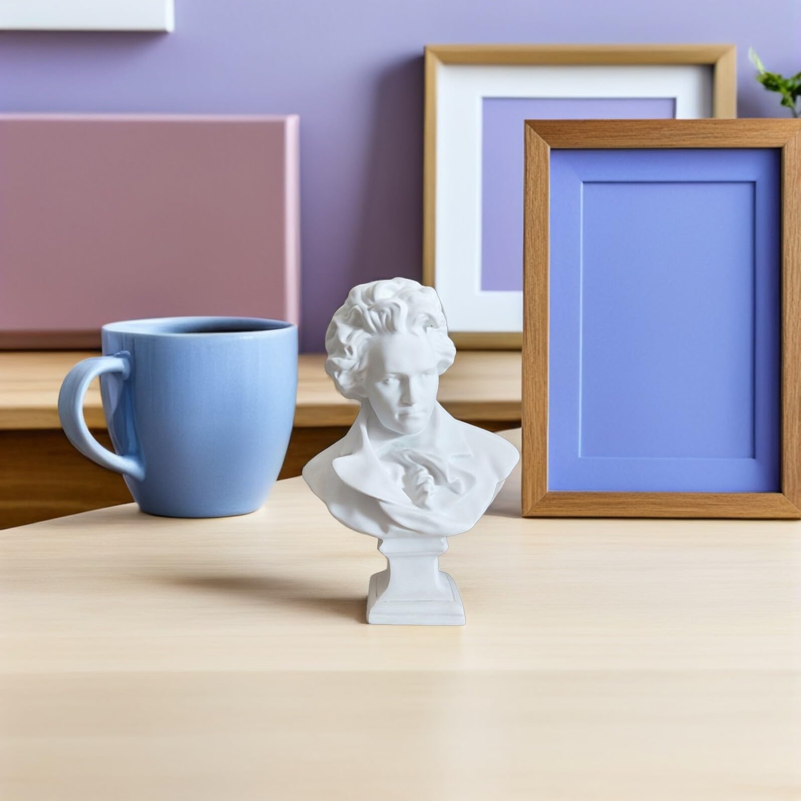 Resina Bianca Busto di Beethoven, Scultura Europea Decorativa | Realistico e Lavabile, Lavorazione Delicata, per Soggiorno e Copia di Disegno Artistico