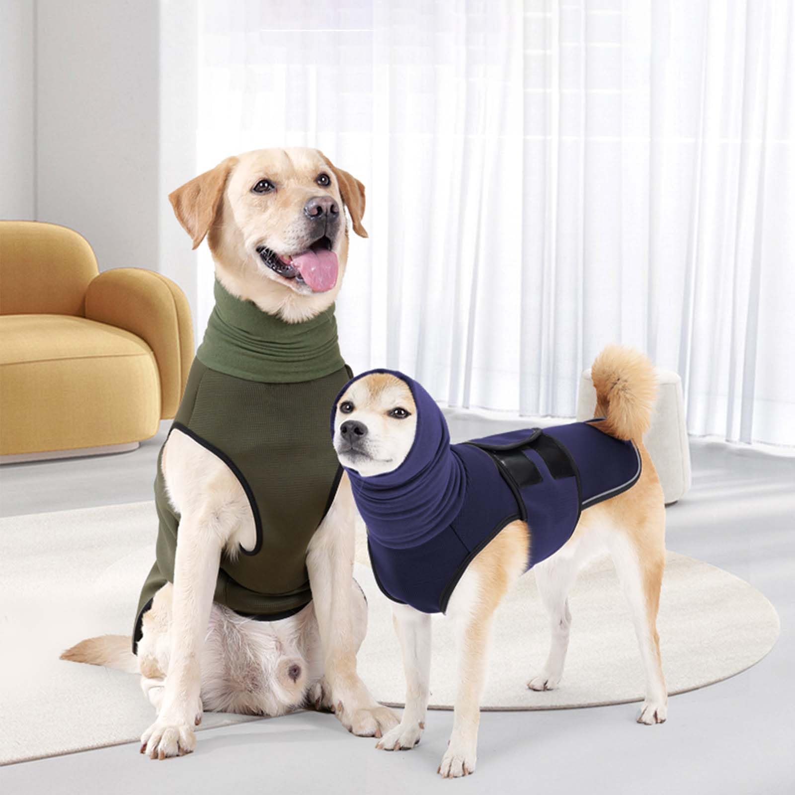 ROZKITCH Veste pour Chiens, Gilet apaisant Contre l'anxiété pour Chiens, Chemise Respirante pour séparation, Feux d'artifice et Voyage, Enveloppement Confortable, Bleu Marine, Taille L
