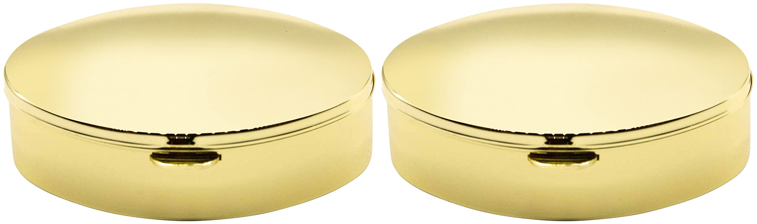 Set of 2 Oval-Shaped Pocket Purse Pill Box & Organizer with Dual Compartments (Gold Classic)