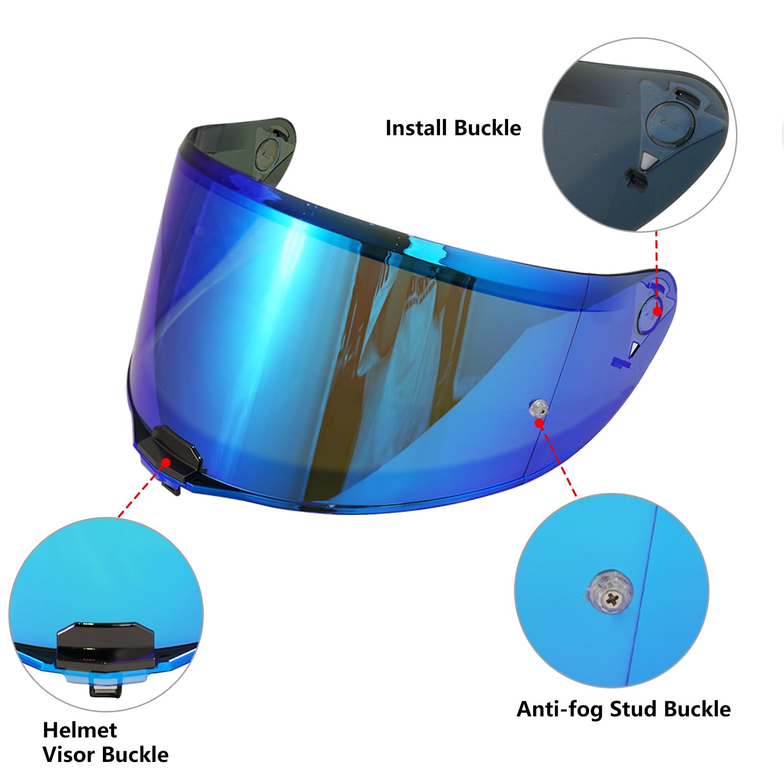 Helmvisier für FF811/VECTOR II/Citation II,Motorradhelm Visier,Motorrad Vollgesichtshelm Windschutzscheibe Schutzhülle Ersatz (Chromblau)