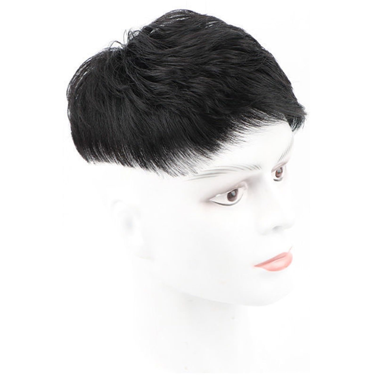 Clip en tupé para hombres, cabello humano corto con cinta de tupé para la pérdida de cabello masculino diario(A,18 * 20CM)