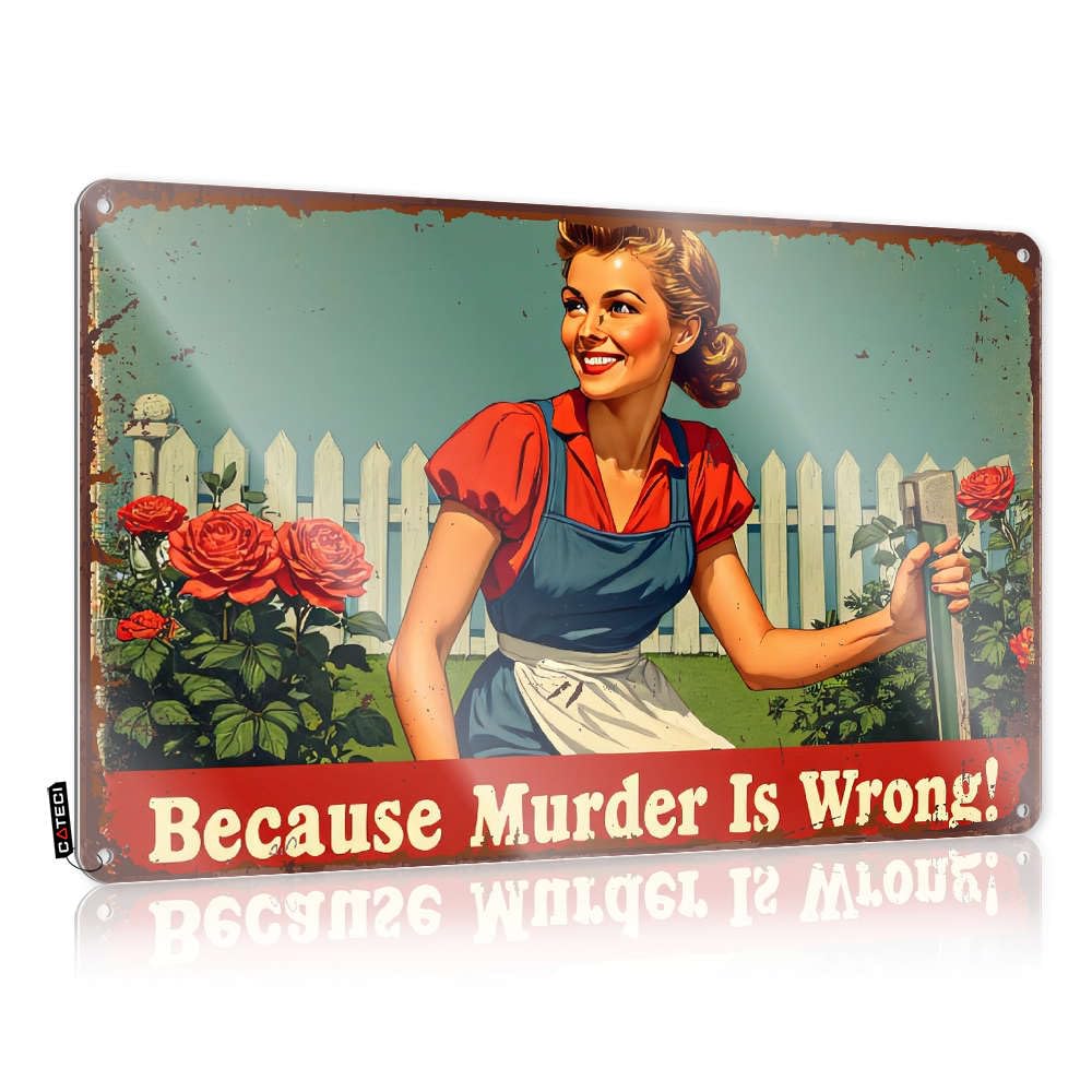 Clock Gift For Chef Cool Wall Art - Because Murder Is Wrong! Classic Metal Wall Art Ready To Hang For Balcony(30X40CM)