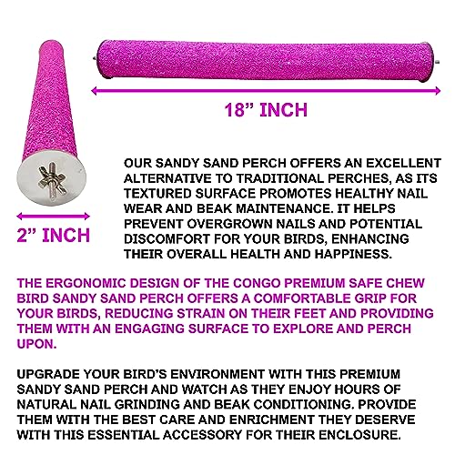 Image of Congo Premium 18 inch Safe Chew Bird Sandy Sand Perch for Grinding Nail for African, Macaw, Cockatoos and Other Large Birds