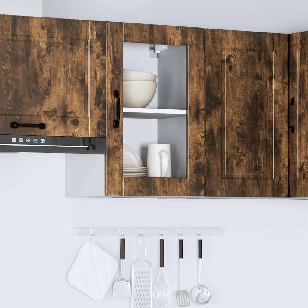 Genérico Armario de Pared para Cocina Puerta Cristal Porto Roble Ahumado,Mobiliario,Armarios y Almacenamiento,Armarios de Cocina,854012