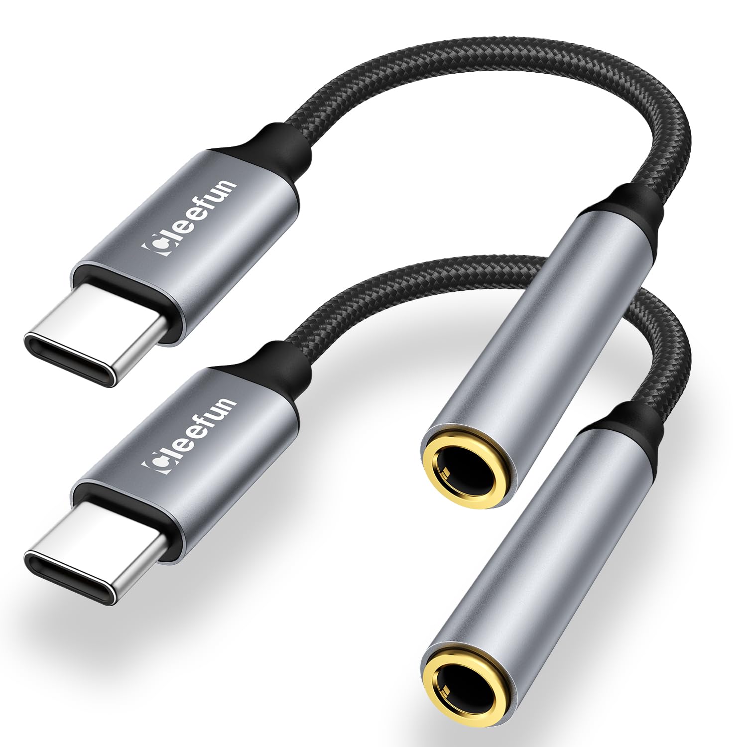 CLEEFUN USB C to 3.5mm Jack(2-Pack), Type C to Headphone Adapter Aux Digital Audio Earphone Adaptor,Audio Dongle Cable for iPhone 17 Air 16 16e 15 Pro Max,ipad Pro,Galaxy S25 S24 S23 S22,Pixel 8