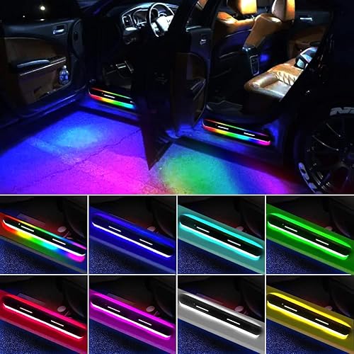 Kit de tiras de luces LED de placa para umbral de puerta de automóvil 4 unidades sin cableado luces de cortesía de bienvenida detección automática