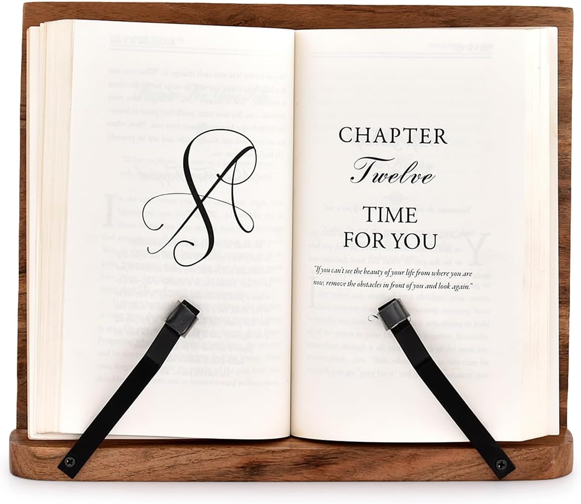 NIRMAN Acacia Wood Book Stand Adjustable Angle Reading Book Holder for Textbook, Receipe, Music Books, Tablet for Home Office Kitchen Lightweight Bookstand (11" x 9" x 1.5") - Image 5