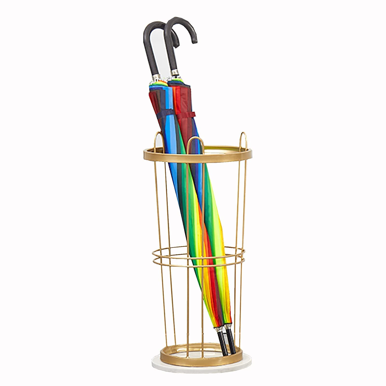 Porte-parapluie rond design en métal avec socle marbre chic pour couloir