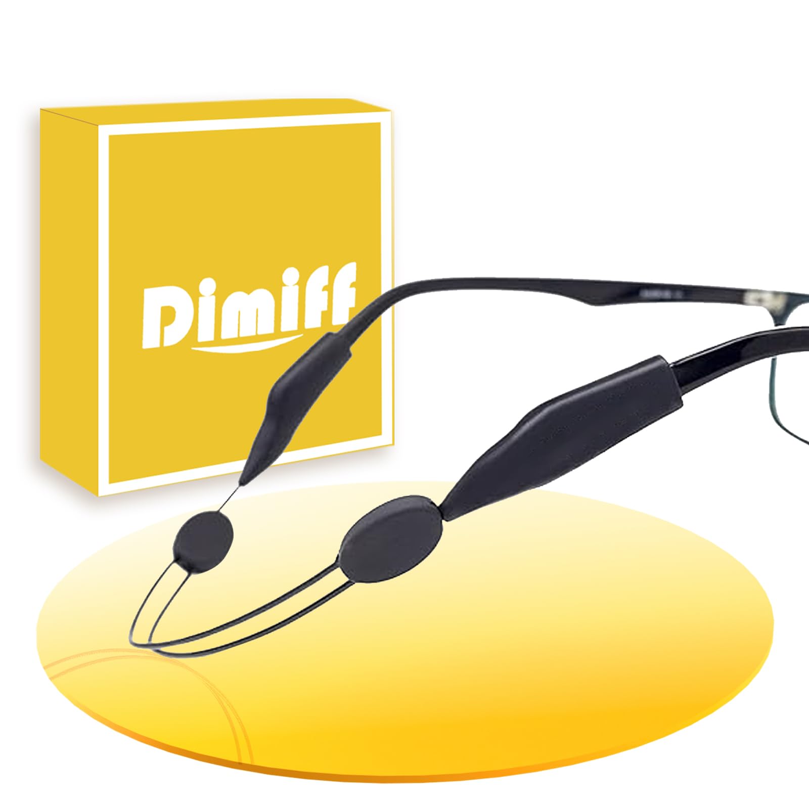 Dimiff Cinta para gafas deportivas, una correa de 35 cm de largo para gafas de hombre, cordón para gafas, longitud ajustable según necesidades individuales, Negro , 35