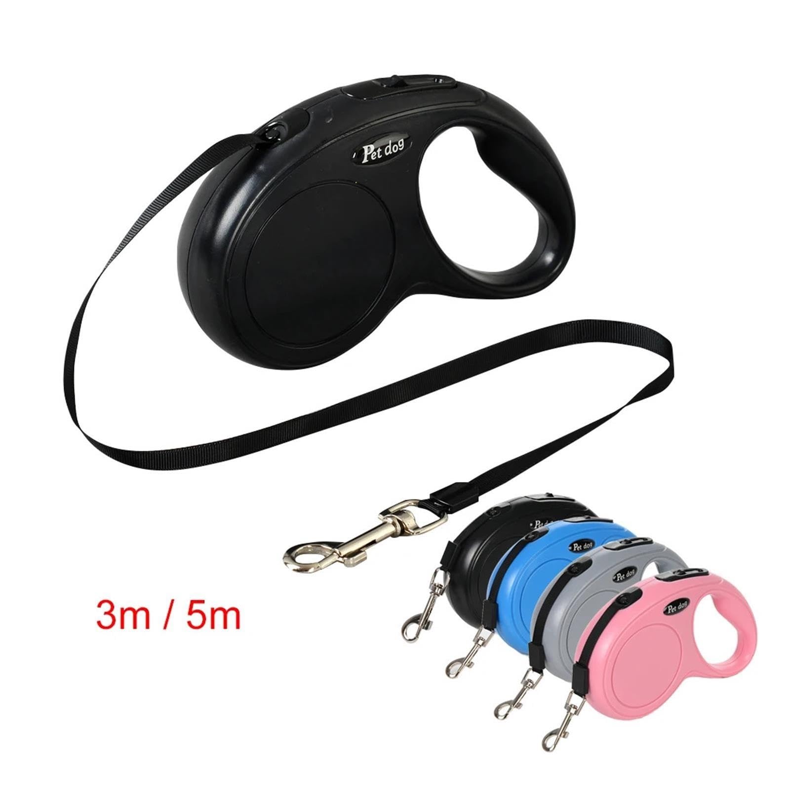 3/5 m automatische einziehbare Haustierleine for Hunde, Nylon-Traktionsseil | Ausziehbares Zugseil for Hunde und Katzen(Black,3.0m)