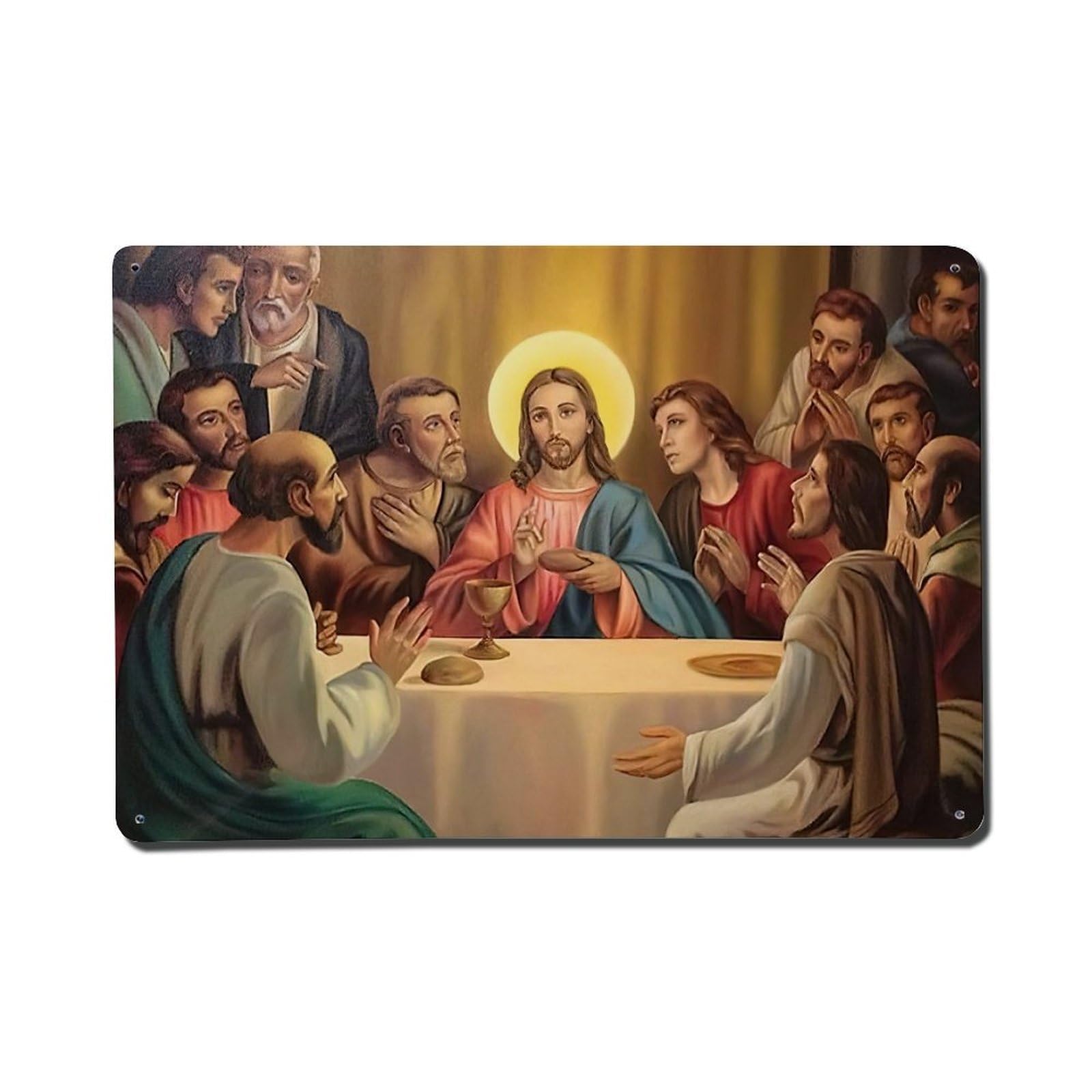 Jesus Biblical The Last Supper Vintage Metal Tin Sign Plaque Wall Decor for Cafe, Club Bar, Office, Home Garden Metal Poster 8x12Inch